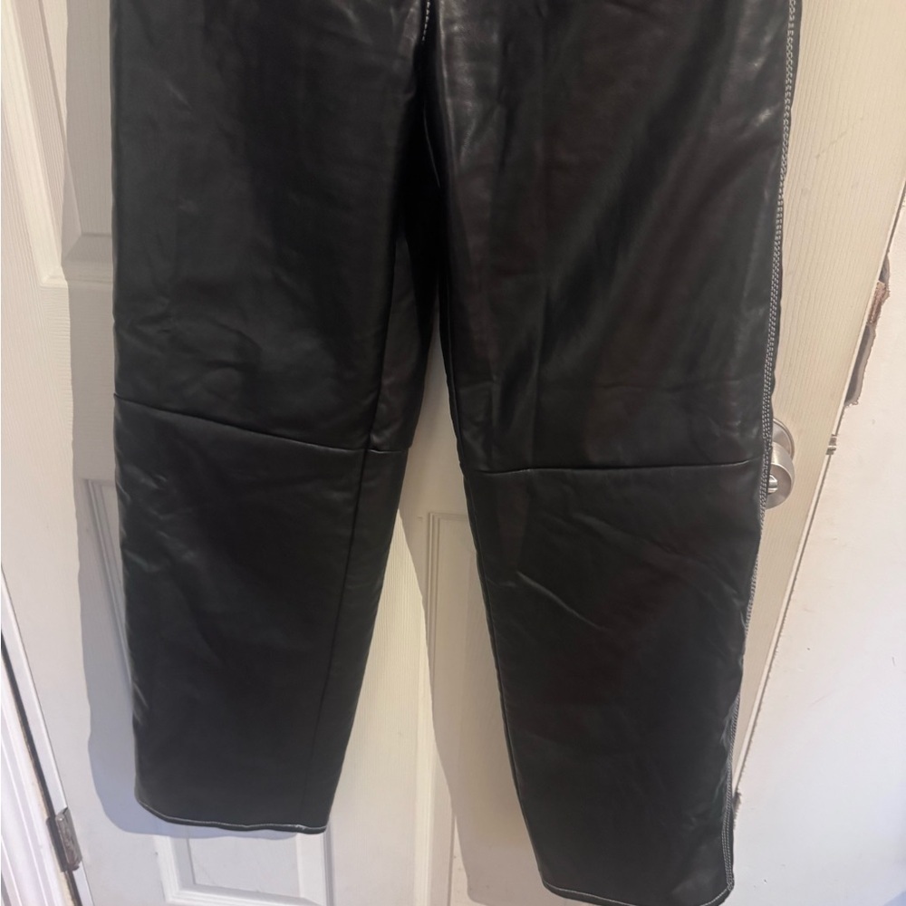 Simonett Kika High Waisted Vegan Leather Pants in Black Medium - Picture 4 of 14